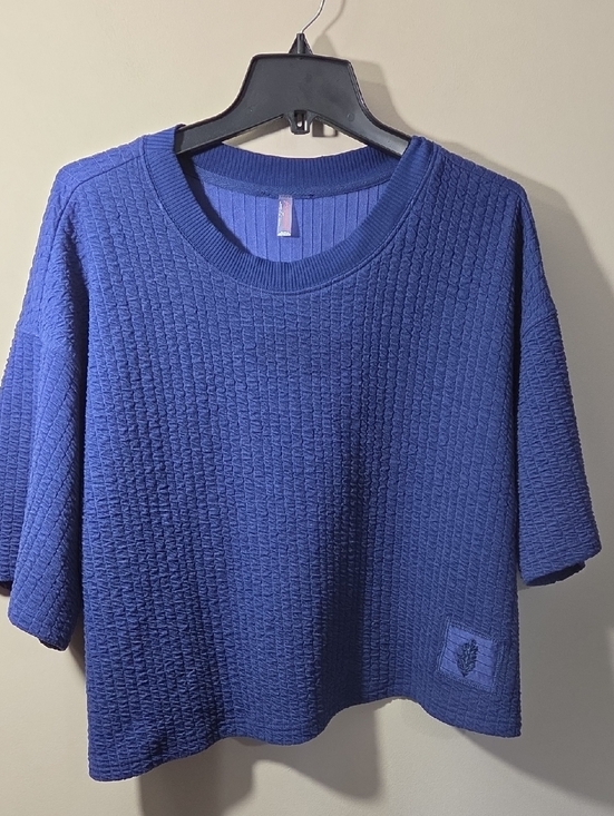 FP Movement by Free People Tops - FP Movement by Free People Cobalt Blue Textured Knit Top. OVERSIZED!